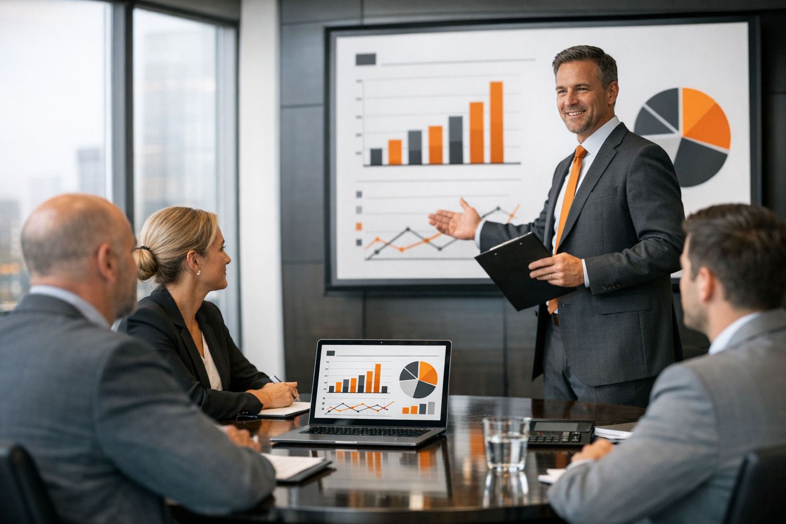 AI consultant meeting with accounting firm partners in a professional conference room