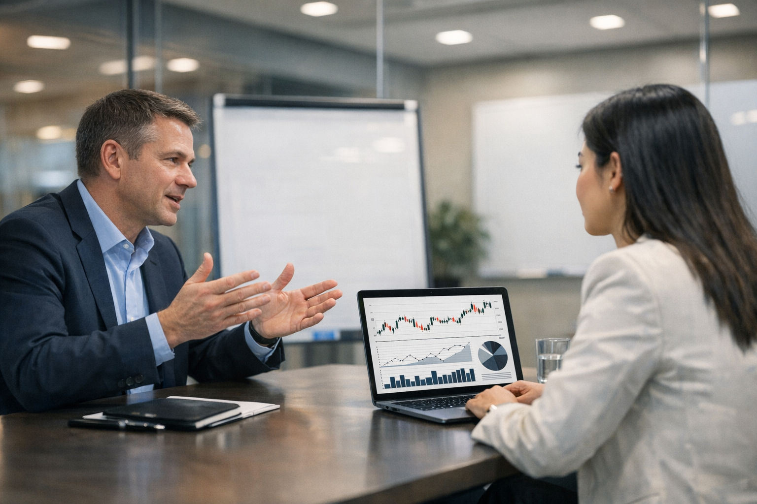 AI consultant in a meeting with accounting firm partners discussing technology solutions