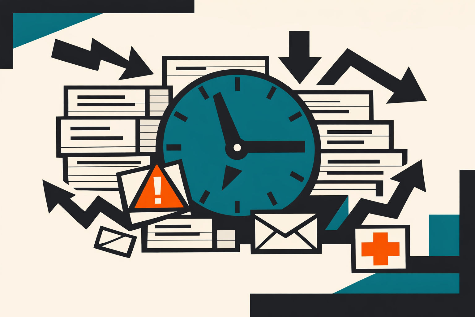 Abstract geometric illustration representing the administrative burden and workflow complexity in medical practices
