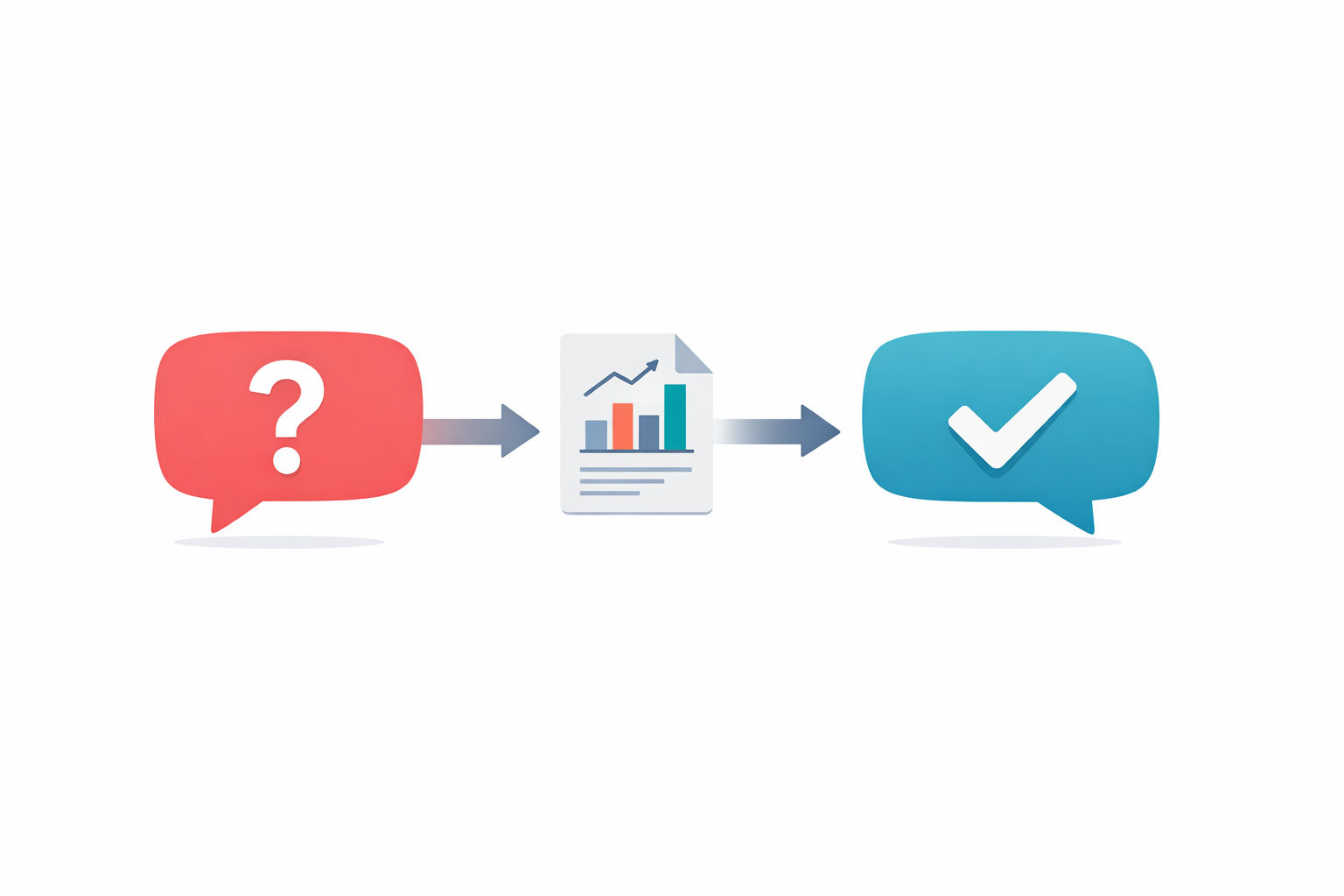 Illustration showing the flow from a sales objection to a data-backed response, with speech bubbles and analytics icons representing the consultant's preparation advantage