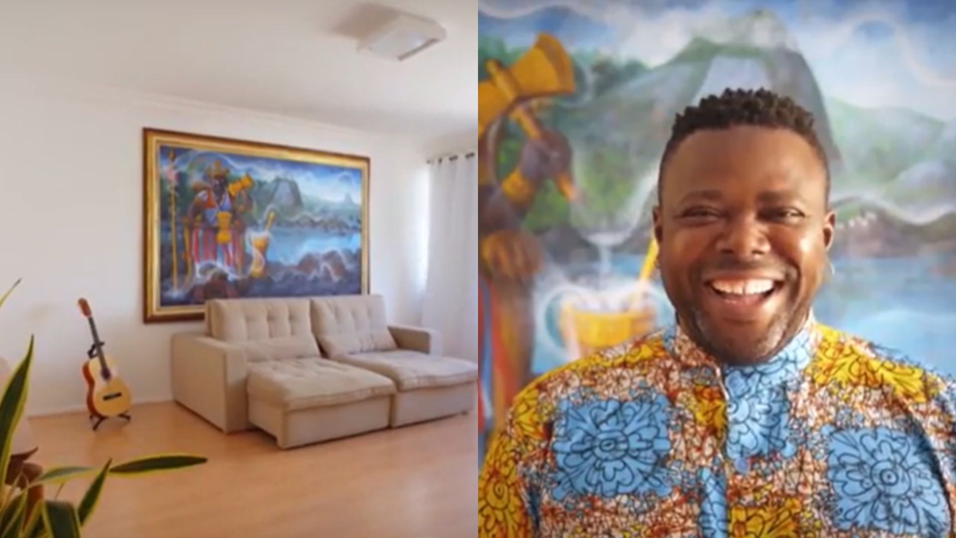 O ator Érico Brás sorrindo em seu apartamento em Salvador O ator Érico Brás sorrindo em seu apartamento em Salvador