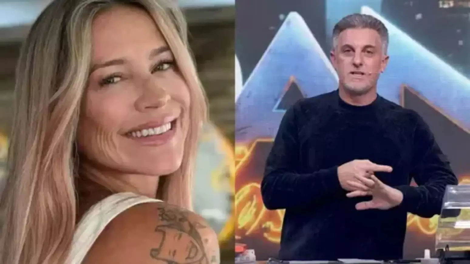 Luana Piovani em publicação nas redes sociais e Luciano Huck em imagem de arquivo