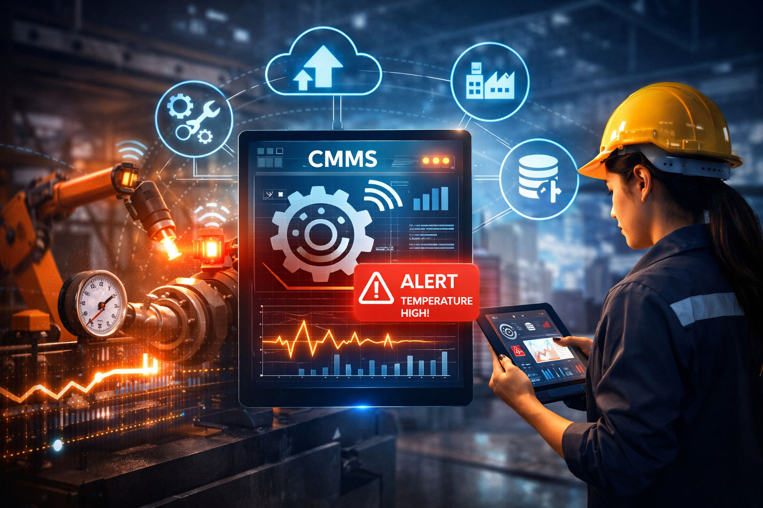 CMMS المدعوم بـ IoT: الصيانة الذكية بالبيانات اللحظية