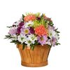 Sunlit Fields with Orange Carnations, White and Purple Daisies, Green Mums and Purple Roses