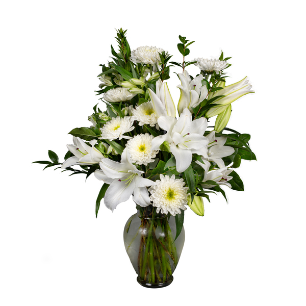 White Oriental Lilies with Cedar Accents - The Bouqs Co.