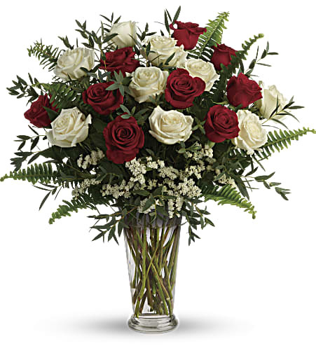 Teleflora's Yours Truly Red and White Rose Arrangement