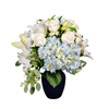 Cool Blue Hydrangea and Lily Arrangement
