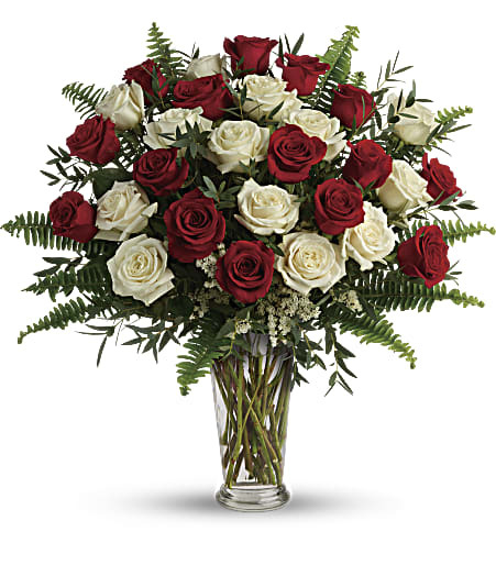 Teleflora's Yours Truly Red and White Rose Arrangement