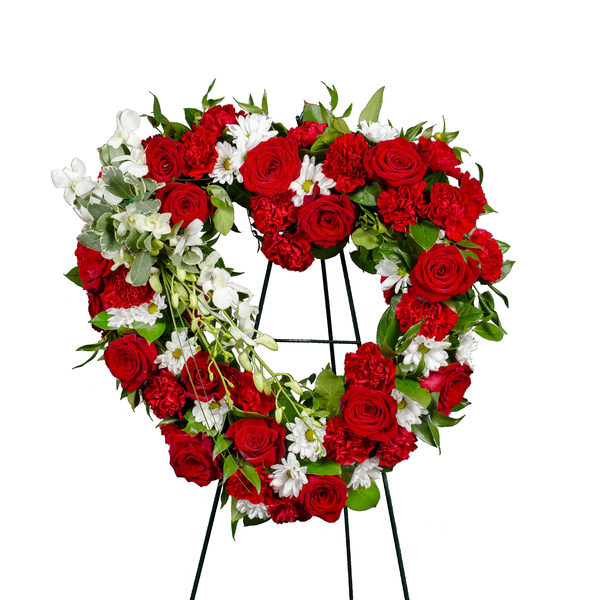 White Standing Heart With Red Roses, 48% OFF