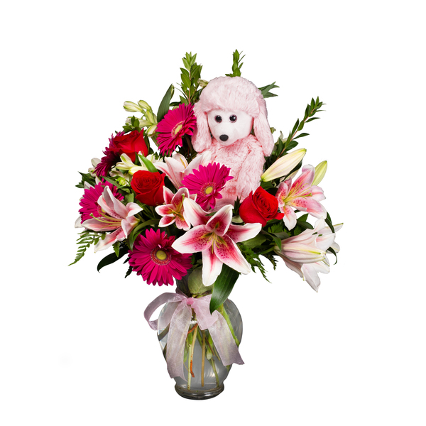 Splendid Pink Gerbs And Lilies - Floral Arrangement