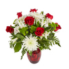 Frosty Mornings featuring Red Roses, White Spider Mums and Green Cushions