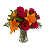 Orange And Pink Creamsicle - Bright Orange Lilies, Pink Roses and Fuchsia Gerbera Daisies