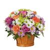 Sunlit Fields with Orange Carnations, White and Purple Daisies, Green Mums and Purple Roses