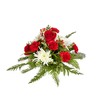 Christmas Day featuring White Spider Mums, Red Roses, Red Hypericum Berries, Christmas Greens and Candles