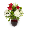 Frosty Mornings featuring Red Roses, White Spider Mums and Green Cushions