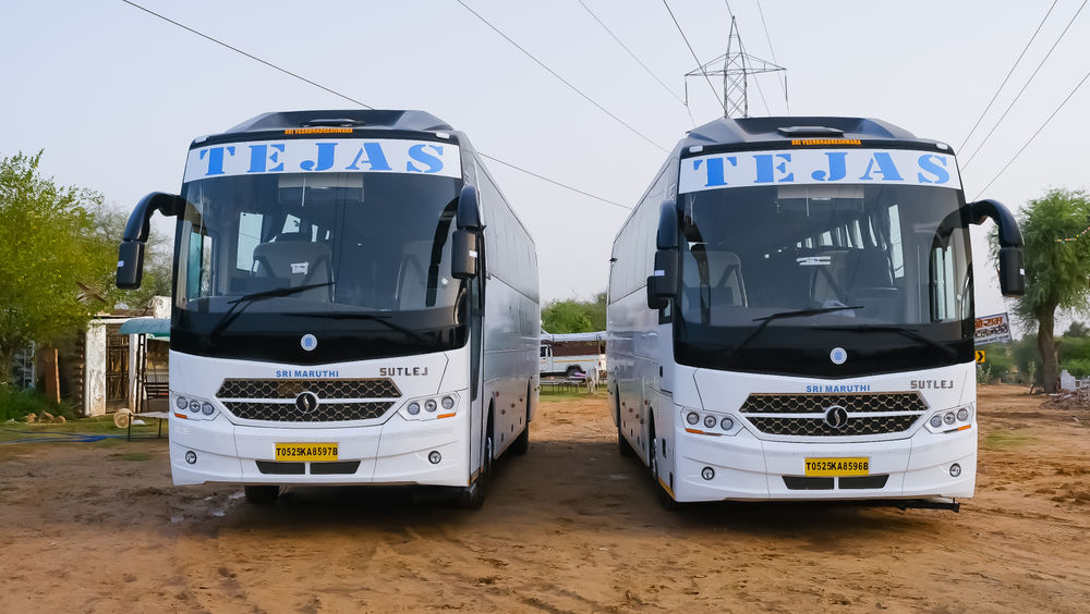 Luxury coach parked near mountain region