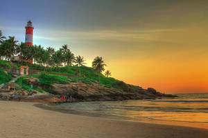 Kovalam Beach and Vizhinjam Lighthouse