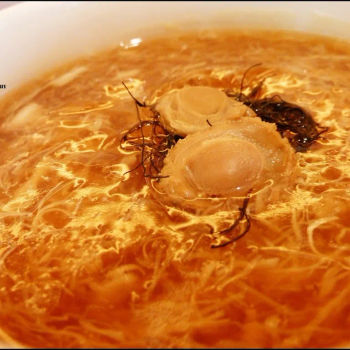 Shark Fin and Crab Meat Soup with BB Abalone and Fatt Choy