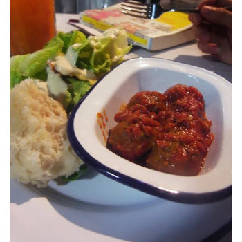 Moroccan Lamb Meatballs With Side Salad- Ceasar Salad