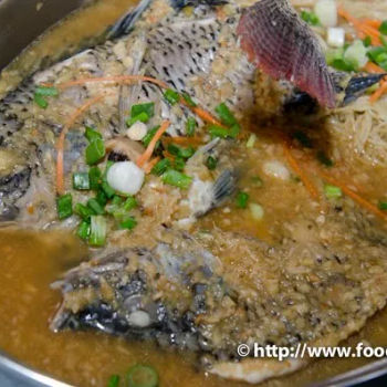 Steam Tilapia Fish on ginger and bean paste wan tan mee