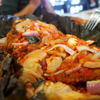 Talapia wrapped in Lotus Leaf