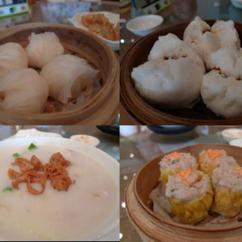 Prawn Dumpling, BBQ Pork Bun, Porridge, Siew Mai