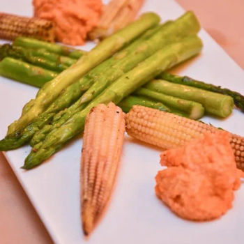 Grilled Asparagus with Romesco Sauce