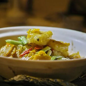 Braised Cod Fish with Pumpkin and Preserved Vegetables