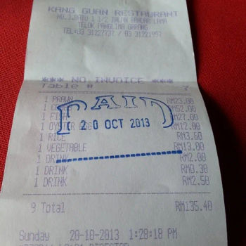 Total Bill for 4 pax