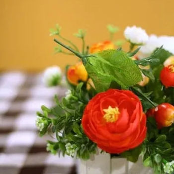Flowers decor on each table.