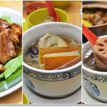 Red Roast Pork Seasoned Steamed, Old Cucumber Soup  and Peanut Lotus Root Soup