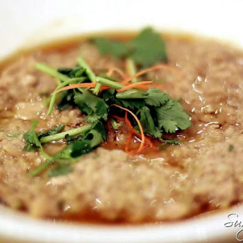 Preserved Vege & Water Chestnut Steamed Meat Cake (蒸马蹄猪肉饼)