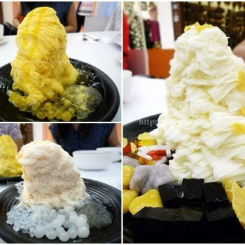 Mango Snow Ice (RM8.80 regular/RM11.80 large), Tracka Durian Snow Ice (RM11.80 regular/RM14.80 large), & Pink Guava Snow Ice (RM8.80 regular/RM11.80 large)