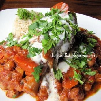 Moroccan Lean Lamb Shank, apricots, chickpeas & almonds served with brown basmati