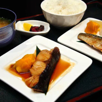 Teppanyaki cod fish and Saba Shioyak