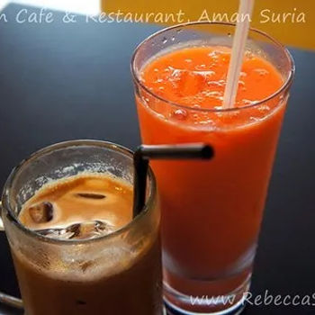 carrot, apple, mango, pear combo (6.90) & Iced White Coffee (3.80)
