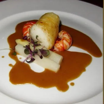 Cod fish with yabbie bisque flavored with vine tomato and cognac