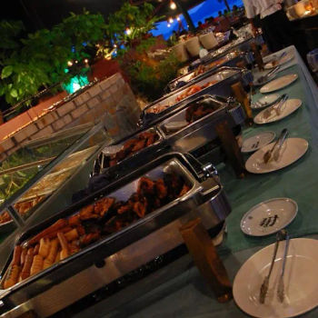 spread of barbeque items