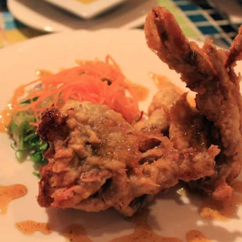 Crispy Soft Shell Crab with Thai Basil Scented Pomelo Salad, Chili, Lime, Lemongrass and Coriander Dressing