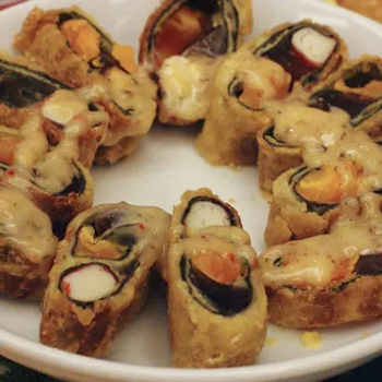 Crabmeat/seaweed/salted egg rolls with a dash of Mayonnaise