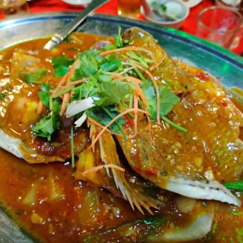 Steamed tilapia fish with Assam curry