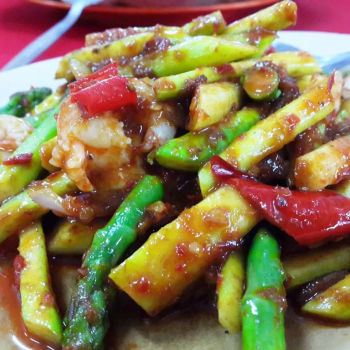 Asparagus Fried With Belacan & Prawns
