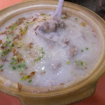 Pork Ribs Porridge In Hot Clay Pot