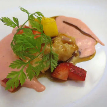 Battered Prawn Cake With Strawberry Sauce