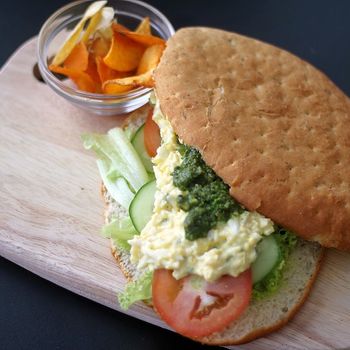 Basil Pesto and Egg Mayo Sandwich