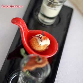 Deep Fried Cod Fish Ball with Aioli Sauce and Salmon Roe