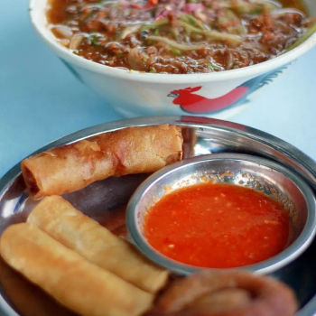 Deep Fried Spring Rolls (Rm 0.70 each), Chicken Wings (Rm 2 each) and Banana Fritters (Rm 0.50 each)