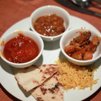 Plain Naan and Lemon Rice (rice cooked with Peanuts, Lime, Curry Leaves and Mustard)
