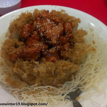 Fried yam basket with signature BBQ pork ribs