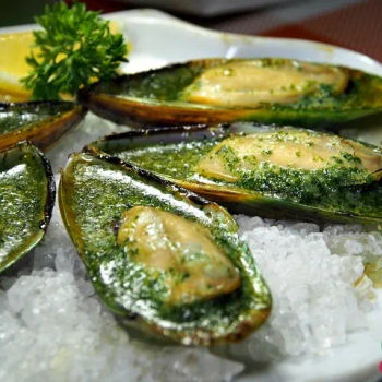 Baked Mussels with herbs butter, escargots style